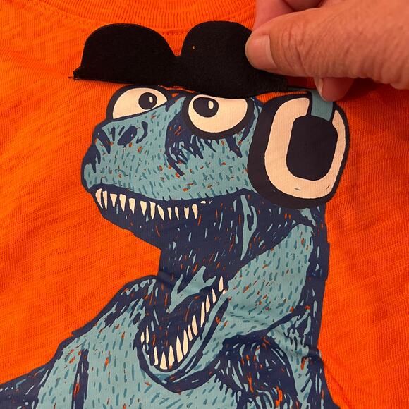 NWT GAP Toddler Orange W/Blue Dinosaur Flip Glasses Graphic Crew T-Shirt - Picture 5 of 8
